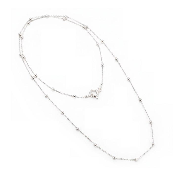 Łańcuszek srebrny 925 rodowany Ankier kuleczki 45 cm