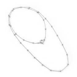 Srebrny 925 rodowany łańcuszek damski klasyczny Ankier kuleczki 45 cm