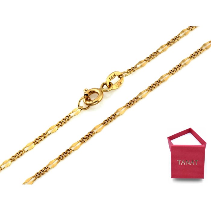 Złoty łańcuszek łańcuch 585 14K Figaro ozdobyny 50 cm