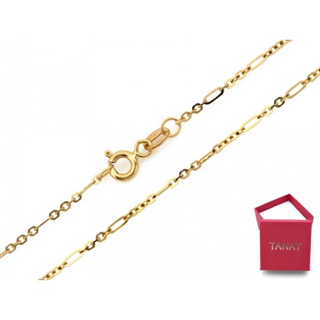 Złoty łańcuszek damski 585 14K ozdobyny ogniwa 45 cm