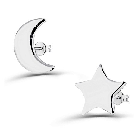 Srebrna kolczyki 925 wkręty gwiazdka księżyc