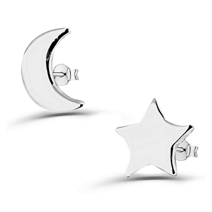 Srebrna kolczyki 925 wkręty gwiazdka księżyc