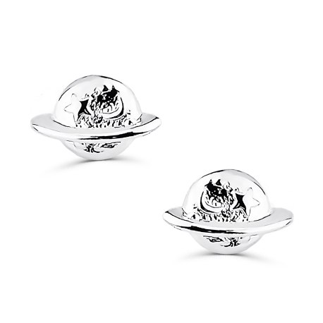 Srebrna kolczyki 925 wkręty kosmos planeta Saturn