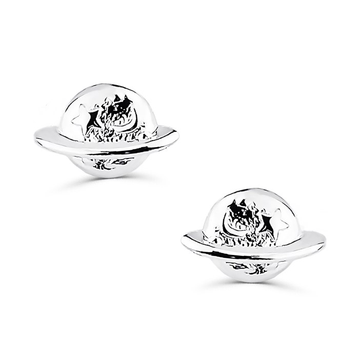 Srebrna kolczyki 925 wkręty kosmos planeta Saturn
