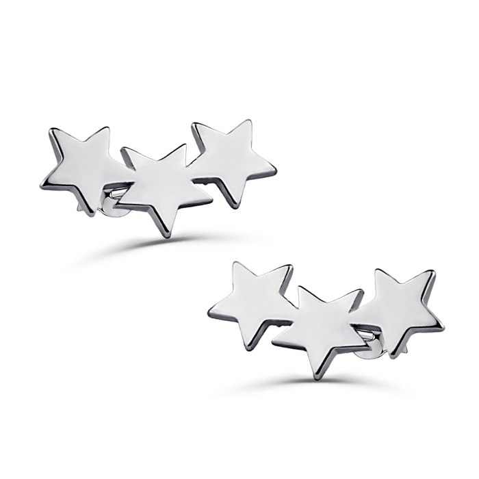 Srebrna kolczyki 925 wkręty trzy gwiazdki gwiazda