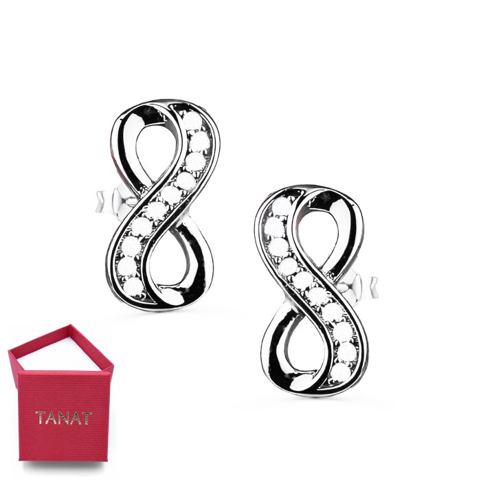 Srebrne kolczyki 925 wkręty infinity znak nieskończoności