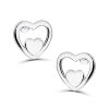 Kolczyki srebrne wkręty podwójne serduszka serca
