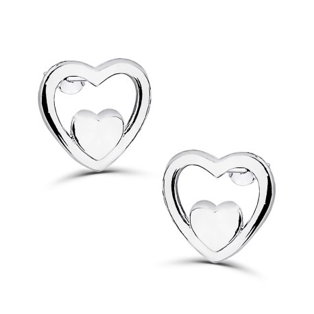 Kolczyki srebrne wkręty podwójne serduszka serca