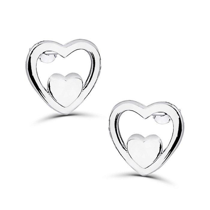 Kolczyki srebrne wkręty podwójne serduszka serca