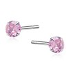 Srebrne 925 kolczyki różowa cyrkonia 4 mm rodowane