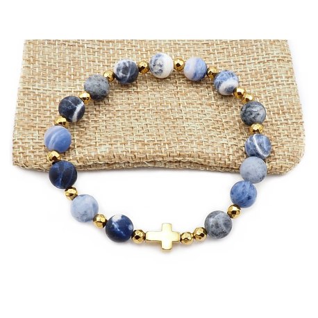 Bransoletka różaniec na rękę Sodalit matowy na prezent