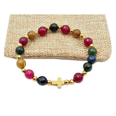 Bransoletka różaniec dziesiątka na rękę jadeit wiśniowo zielony