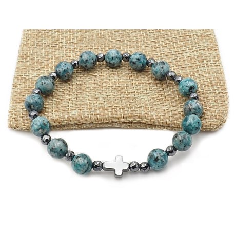 Bransoletka różaniec na rękę jaspis rękodzieło