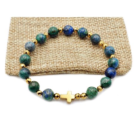 Różaniec na rękę bransoletka damska dziesiątka Azuryt rękodzieło
