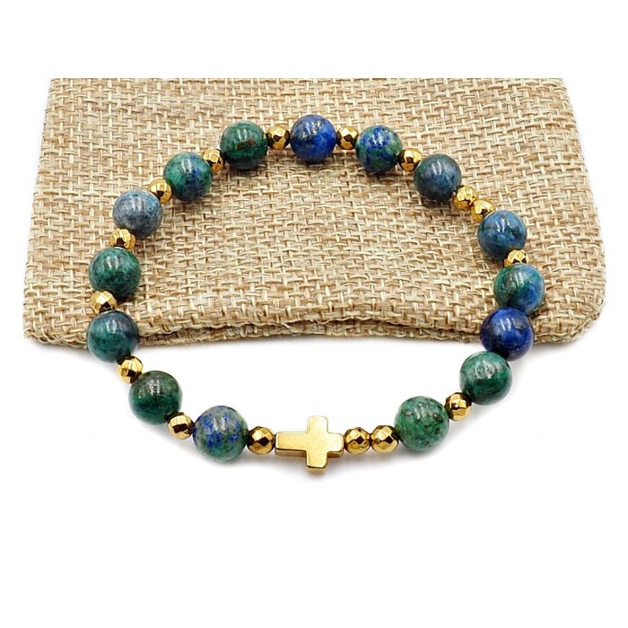Różaniec na rękę bransoletka damska dziesiątka Azuryt rękodzieło