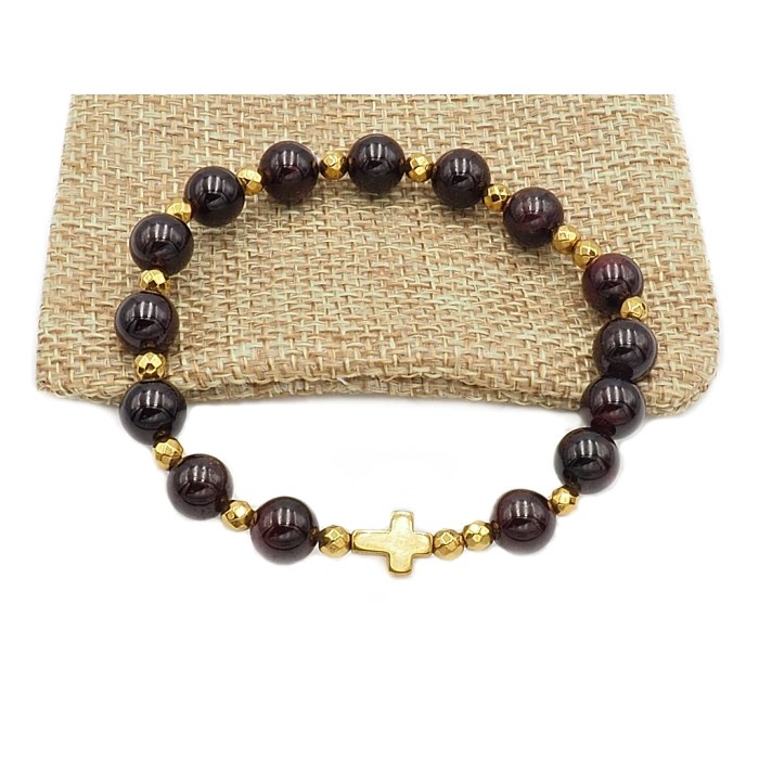 Różaniec na rękę bransoletka damska dziesiątka Granat rękodzieło