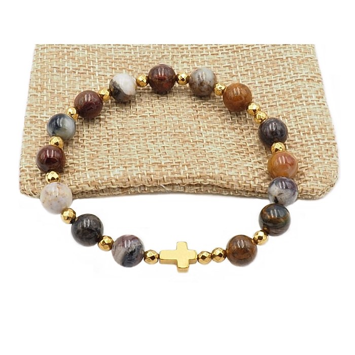 Różaniec na rękę bransoletka damska dziesiątka Pietersyt rękodzieło