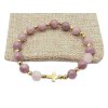 Bransoletka różaniec dziesiątka na rękę perłowy kwarc różowy rękodzieło