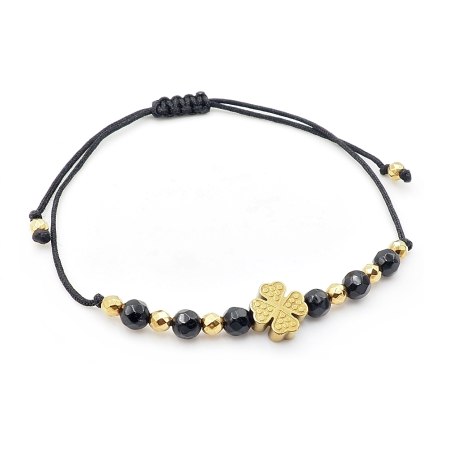 Czarna bransoletka szczęścia koniczyna ochrona turmaliny turmalin