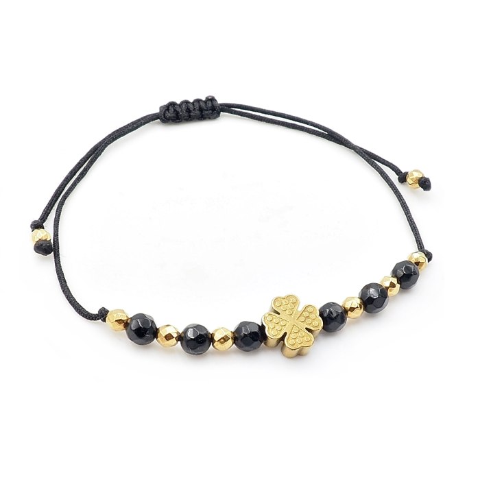 Czarna bransoletka szczęścia koniczyna ochrona turmaliny turmalin