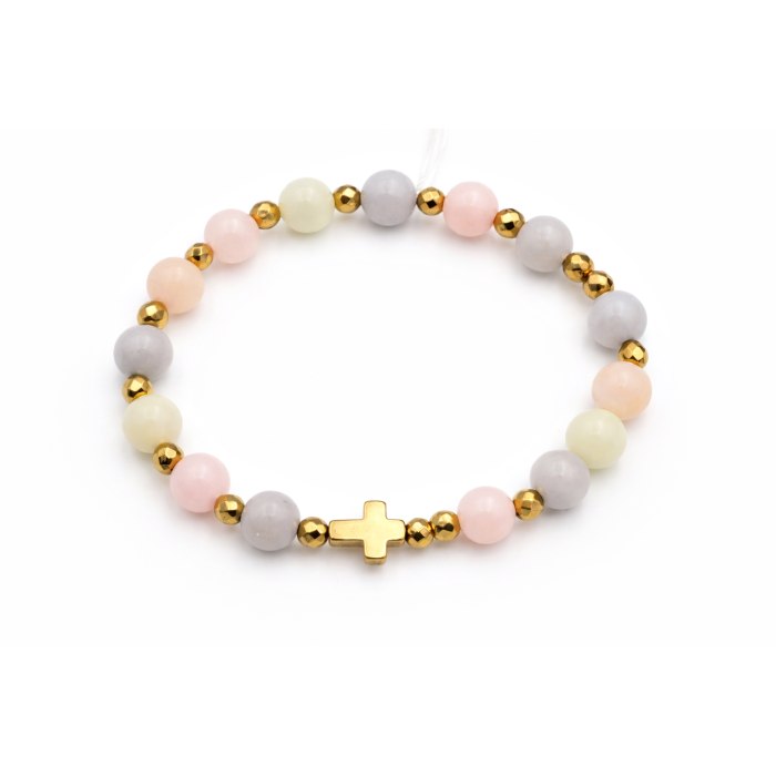 Bransoletka różaniec na rękę jadeit mleczny kolorowy sakwa