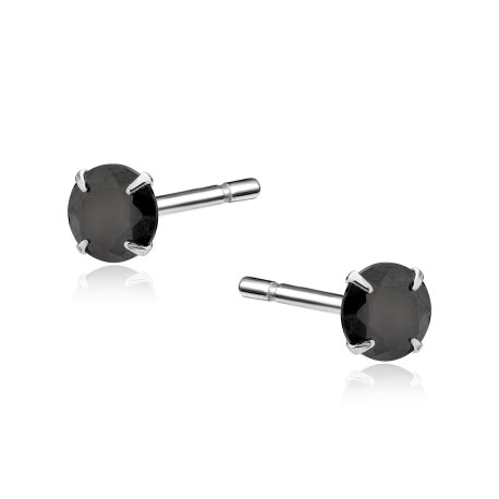 Srebrne kolczyki czarna cyrkonia 4 mm