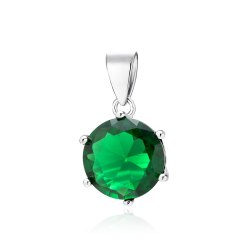 Wisiorek srebrny 925 rodowany szmaragdowa cyrkonia 8 mm