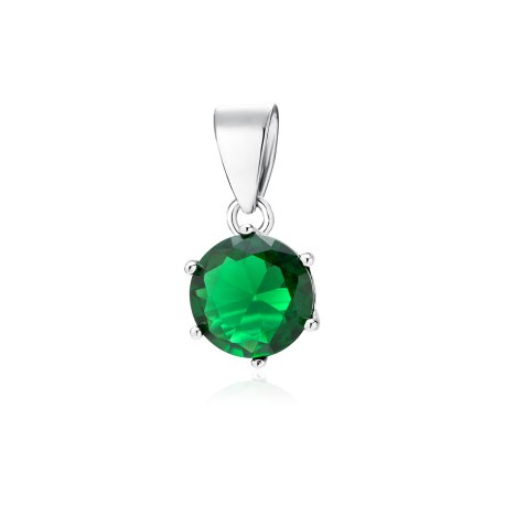 Wisiorek srebrny 925 rodowany szmaragdowa cyrkonia 6 mm
