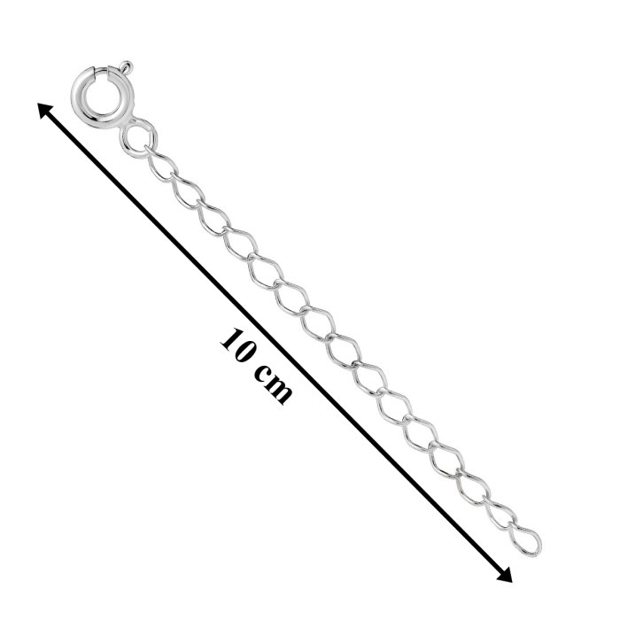 Srebrna rodowane regulacja przedłużka łańcuszek z zapięciem 8 cm