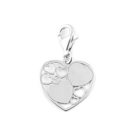 Srebrny charm przywieszka do bransoletki serce serca