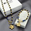 Bransoletka na gumce kamienie naturalne lapis lazuli metal