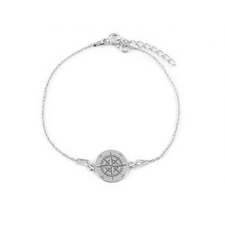 Srebrna bransoletka kompas róża wiatrów