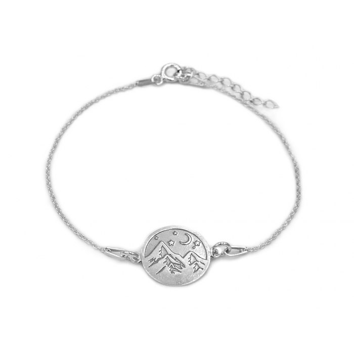 Srebrna bransoletka pr. 925 Ankier góry nocą