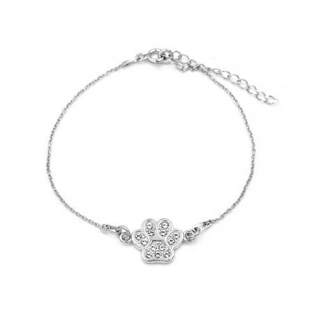 Srebrna bransoletka łapka z cyrkoniami