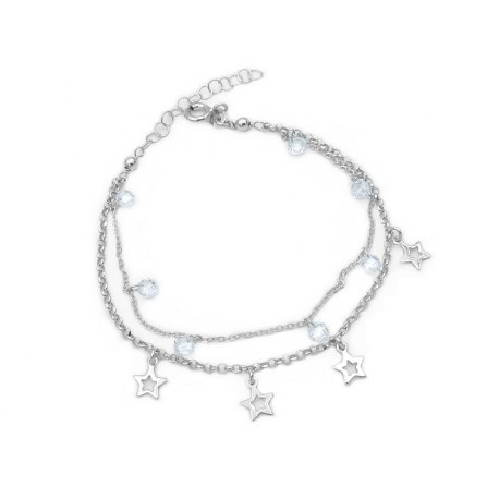 Srebrna podwójna bransoletka gwiazdki