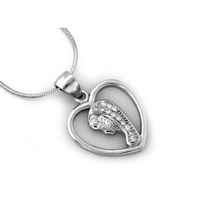 Srebrny medalik serce M.B. Fatimska cyrkonie 2