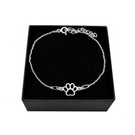 Srebrna bransoletka łapka psa kota + pudełko