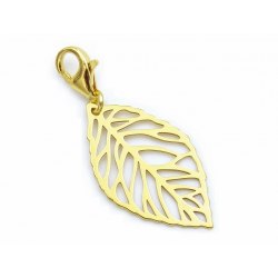 Pozłacany srebro 925 charms ażurowy liść listek