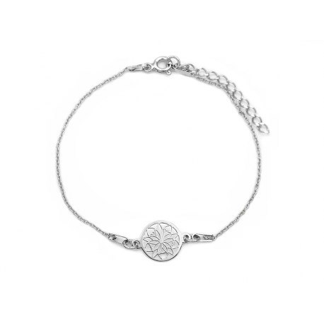Srebrna bransoletka ażur rozetka