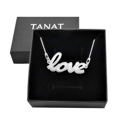Srebrny naszyjnik napis Love + pudełko