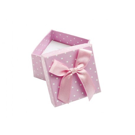 Pudełko 5x5x3,5 cm - różowe w kropki, duża kokarda