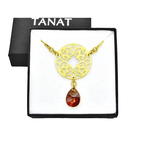 Pozłacany naszyjnik rozeta z łezką