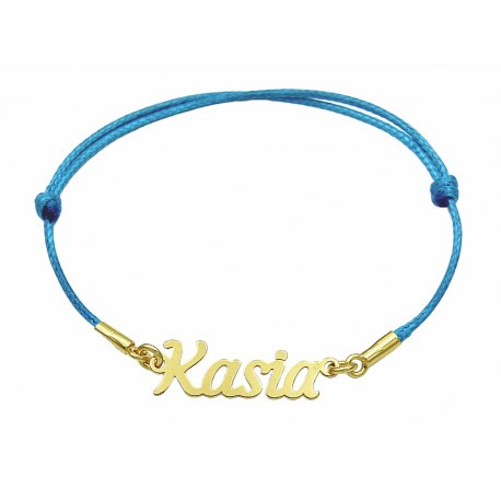 Sznurkowa niebieska bransoletka imię Kasia
