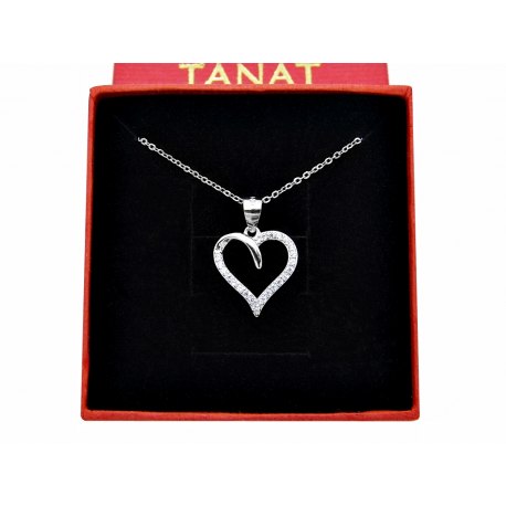 Srebrny naszyjnik 45 cm serce z cyrkoniami 6