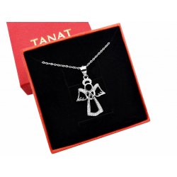 Srebrny naszyjnik aniolek z cyrkoniami