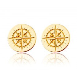 Pozłacane srebro kolczyki kompas róża wiatrów