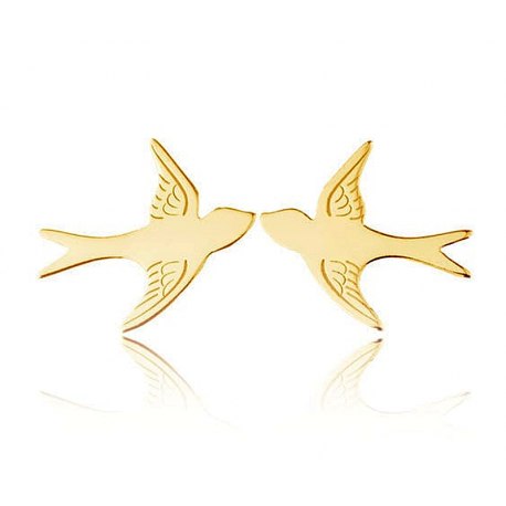 Pozłacane srebro kolczyki ptak jaskółki