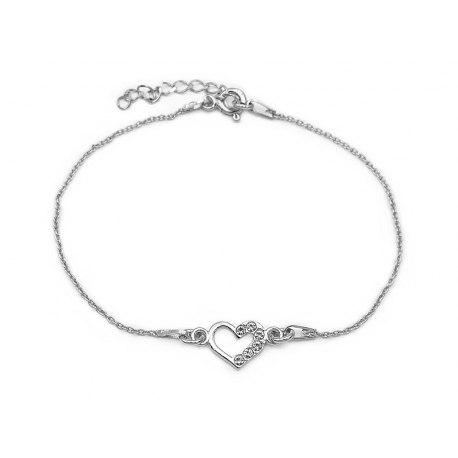 Srebrna bransoletka serduszko z cyrkoniami
