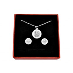 Srebrny komplet kompas, róża wiatrów