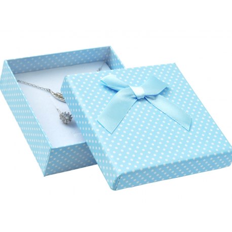 Pudełko 8x8 - niebieskie w kropki, duża kokarda